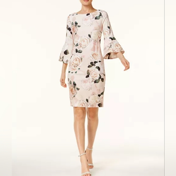 Calvin Klein Dresses & Skirts - Calvin Klein Bell Sleeve Floral Sheath Dress